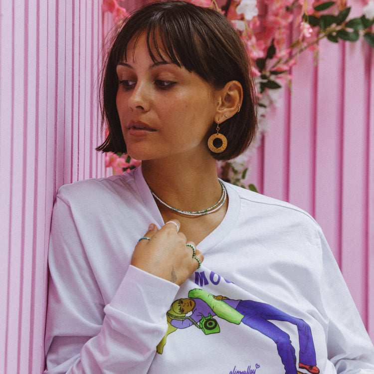 Rhimani White and Mint Beaded Necklace